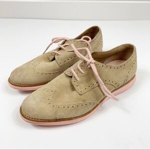 Cole Haan Lunargrand Tan Suede Wingtip Oxford Shoes